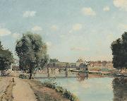 Camille Pissarro The Raolway Bridge at Pontoise oil on canvas